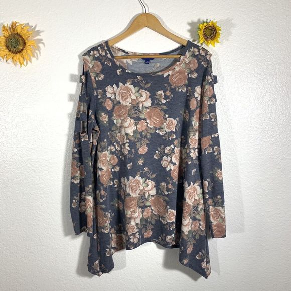 Apt. 9 Floral Victorian Pattern Sway Blouse Plus Size XXL Women’s - Picture 2 of 12